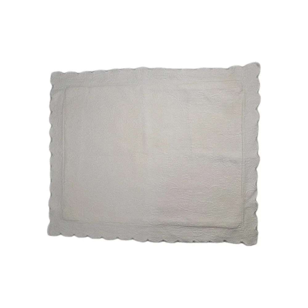 2 Vtg Sferra Bros Matelasse‎ Pillow Shams Ivory Portugal Floral Scroll Luxury